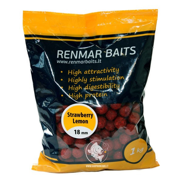 RENMAR BAITS Strawberry Lemon Šeriminiai Boiliai 1kg-Renmar Baits