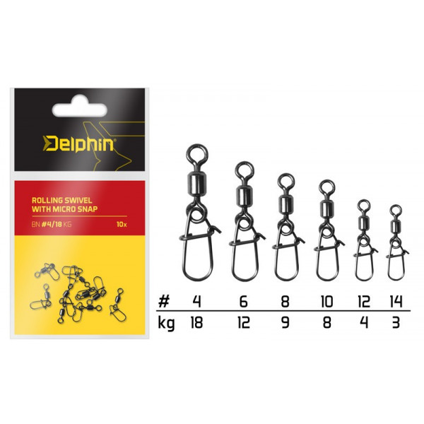 Rolling swivel with micro snap / 10pcs-Delphin