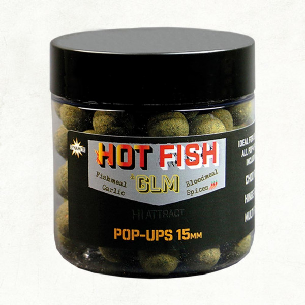 Plaukiantys Boiliai Dynamite Hot Fish & GLM Foodbait Pop Ups-Dynamite