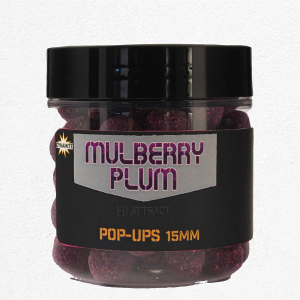 Peldošie katli Dynamite Mulberry Plum Foodbait Pop Ups-Dynamite
