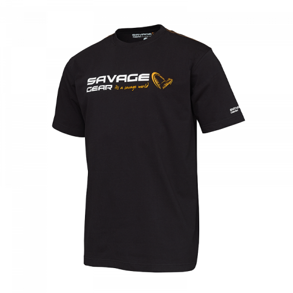 Marškinėliai Savage Gear Signature Logo Black-Savage Gear