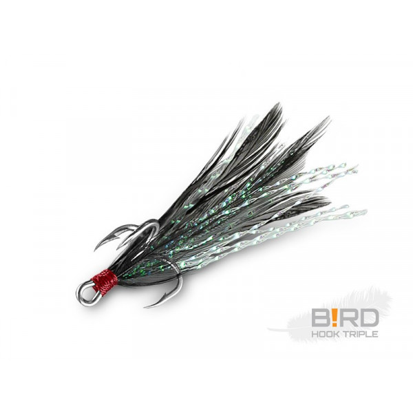 Delphin B!RD Hook TRIPLE / 3pcs Size 10 Black Feathers-Delphin