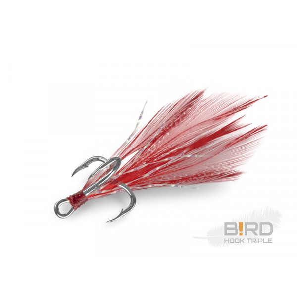 Delphin B!RD Hook TRIPLE / 3pcs Size 10 Red Feathers-Delphin