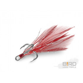 Delphin B!RD Hook TRIPLE / 3pcs Size 4 Red Feathers