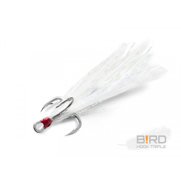 Delphin B!RD Hook TRIPLE / 3pcs Size 8 White Feathers-Delphin