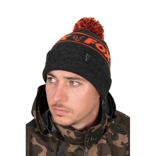 Žieminė Kepurė Fox Collection Bobble Hat Black&Orange-Fox